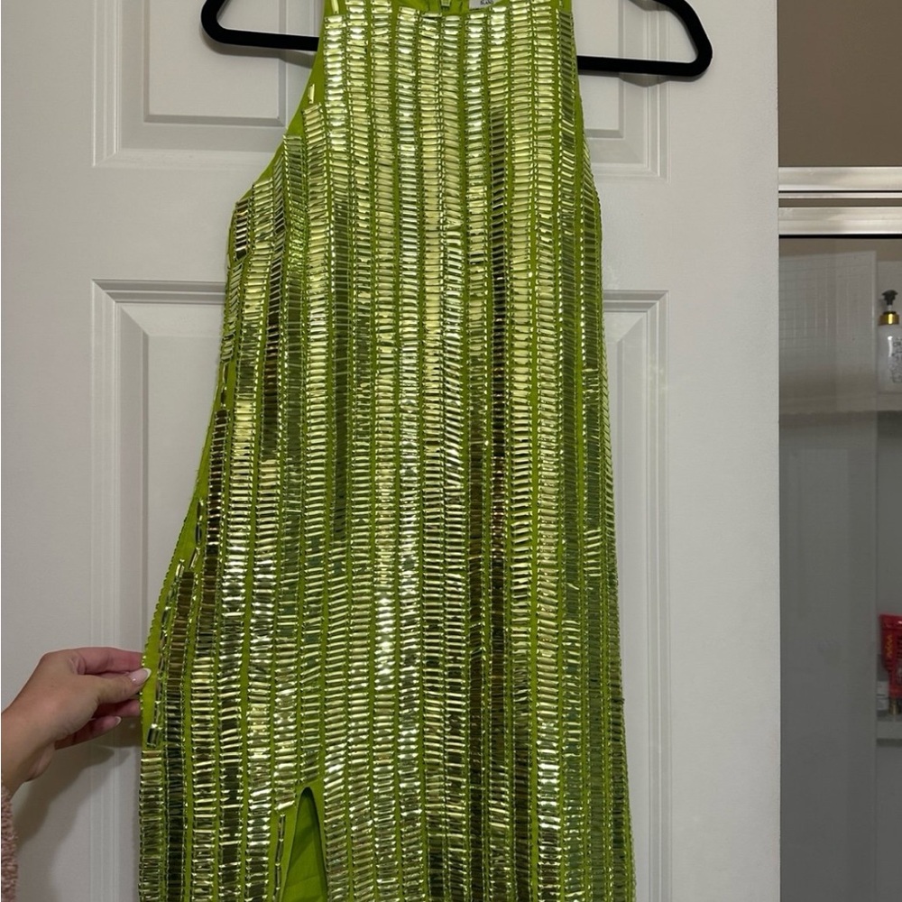 River Island Lime Green Sequin Dress - Picture 7 of 9